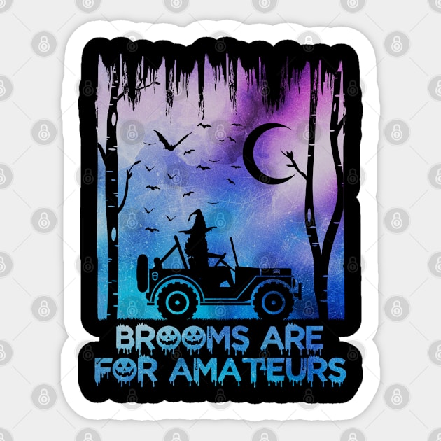 Offroad Witch Halloween Broom I Funny My Broom Broke Sticker by az_Designs